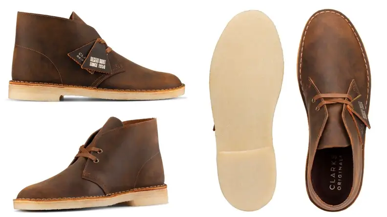 Maple suede pair of Clarks Desert Boots.