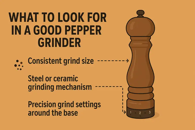 An infographic with a pepper grinder on it