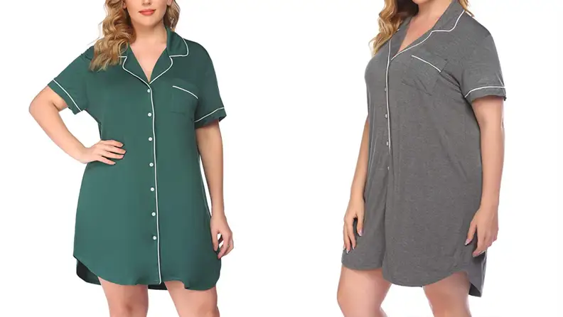 Two women wearing nightgowns