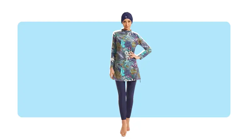 A burkini with a floral print.
