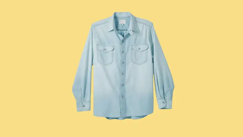 blue button down shirt