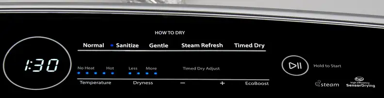 ...then you pick how you want it washed. The Whirlpool Cabrio WED8500DC isn't 100% fool-proof, but it should take a lot of the guesswork out of effective laundering.