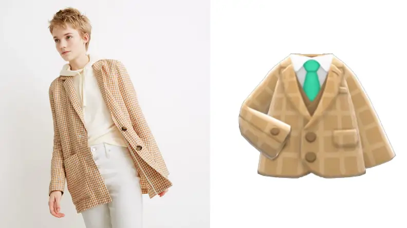 A plaid blazer and a plaid blazer in Animal Crossing.