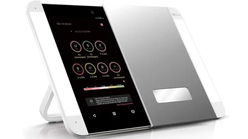 HiMirror Slide smart makeup mirror open on a white background