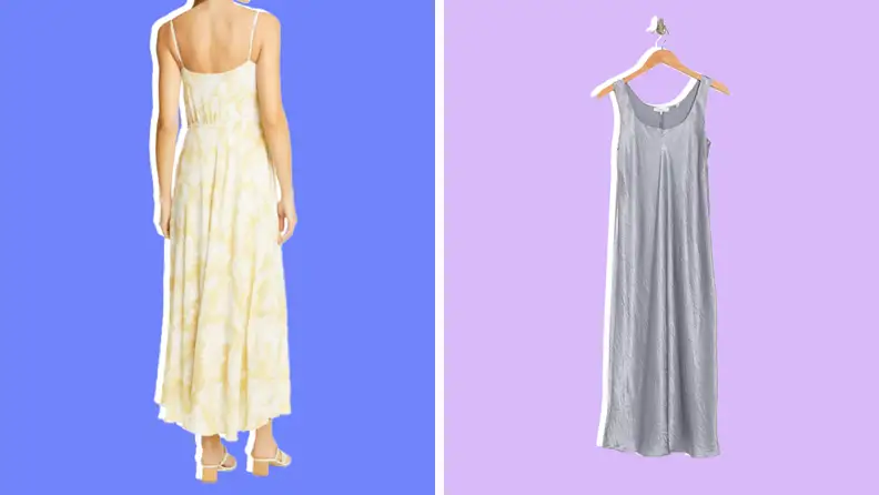 Models wearing full-length flowy, maxi dress.