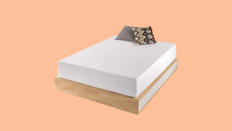 A Best Price 12-inch Signature Queen against a peach color background.