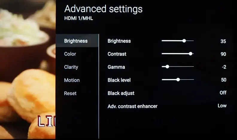 Sony KDL-65W850C menu interface
