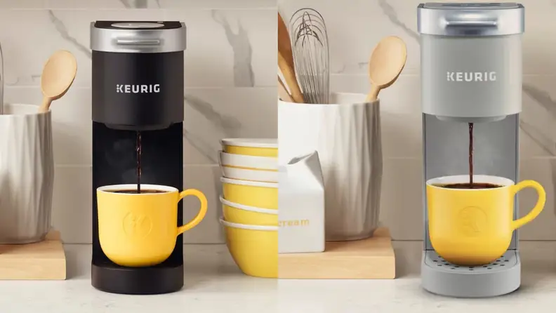 a Keurig in black and silver