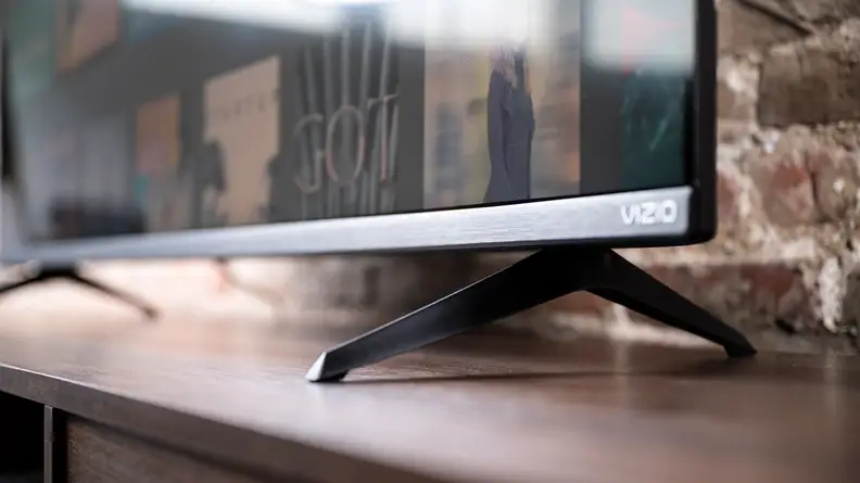 The Vizio M-Series MQ6 stand design, as seen up close