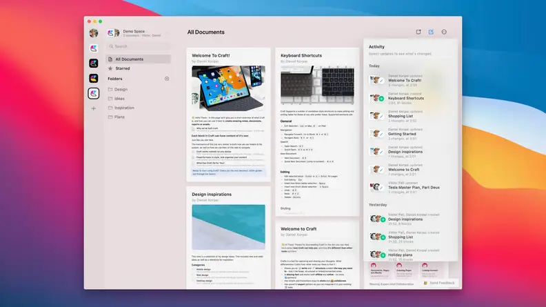 A screenshot of the home page in Craft.