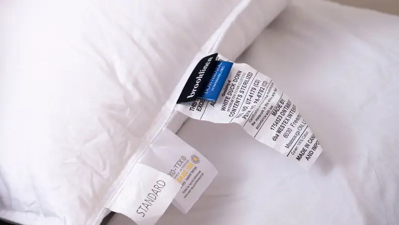 the tag on the Brooklinen pillow