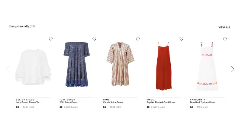 Rent the Runway carries a selection of "bump friendly" styles up to size 22.