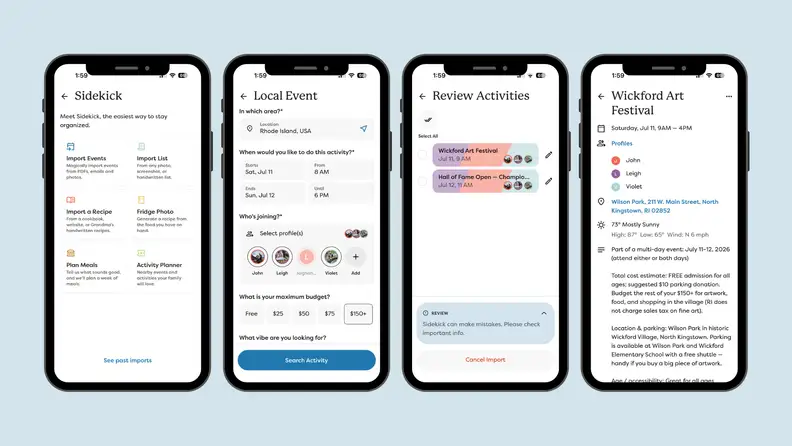 A series of screen shots on phones