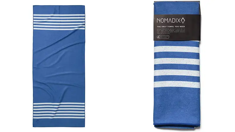Blue and white Nomadix towel
