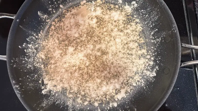 The Anolon X with flour and grease, evenly browned throughout