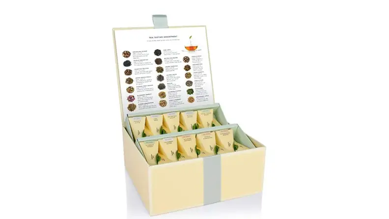 An assortment of soothing teas to wind down with.