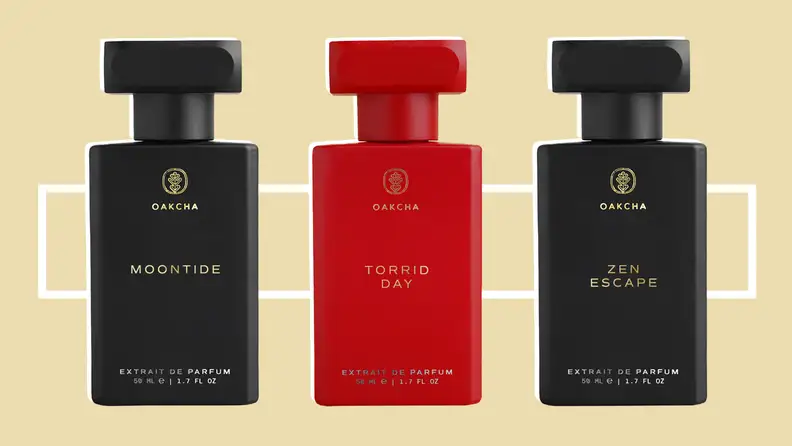 Three bottles of Oakcha perfume.