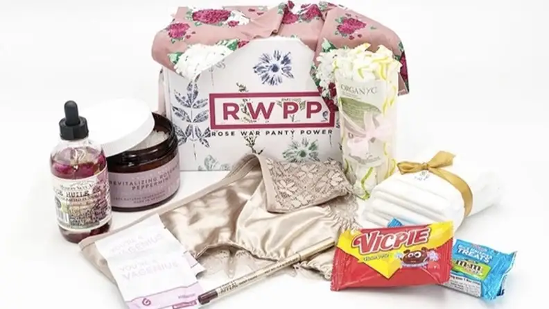 A collection of panties, tinctures, and sweets