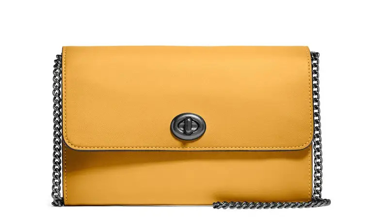 Yellow leather crossbody bag