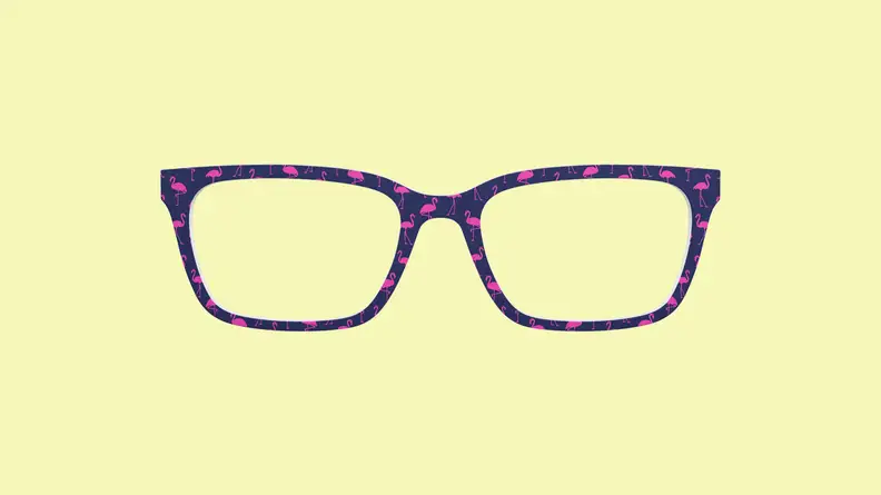 top of glasses on yellow background