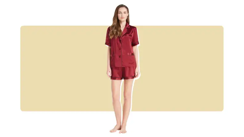 Red silk short pajamas.