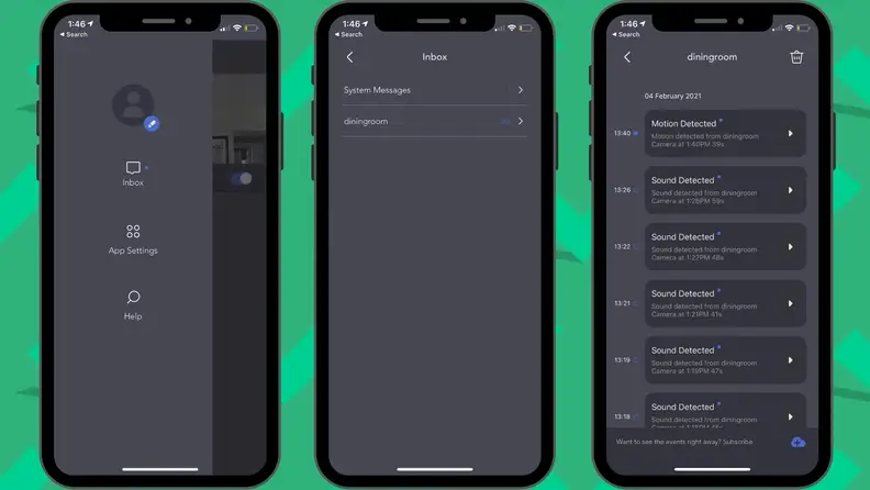 Nooie app view of event history