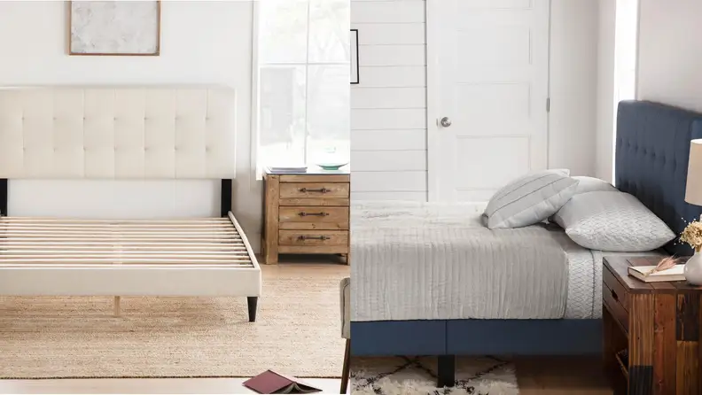Home Depot bedframe against wall
