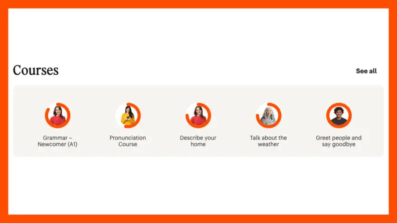 Screenshot of effectiveness and progress tracking on Babbel.