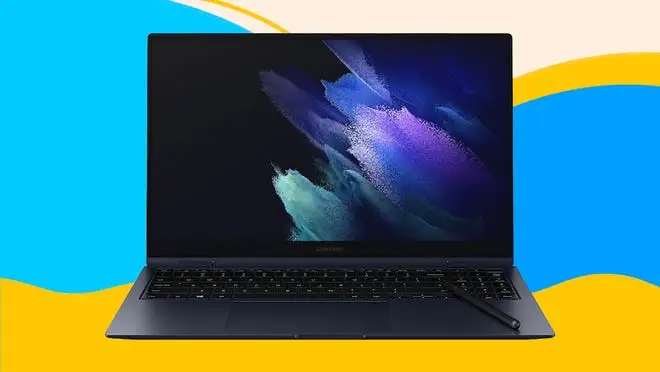 Black Samsung laptop.