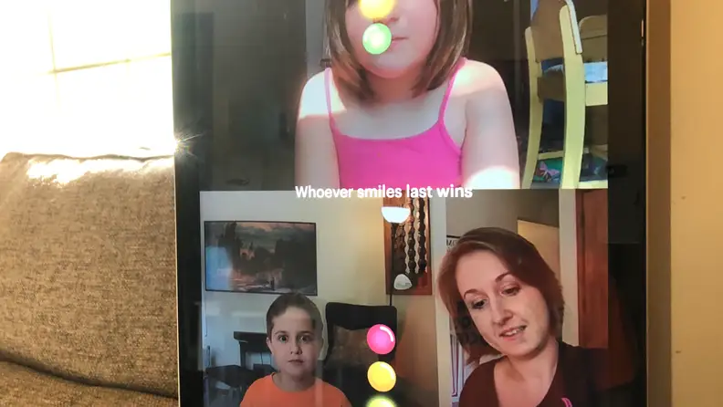Kids and mom playing the 