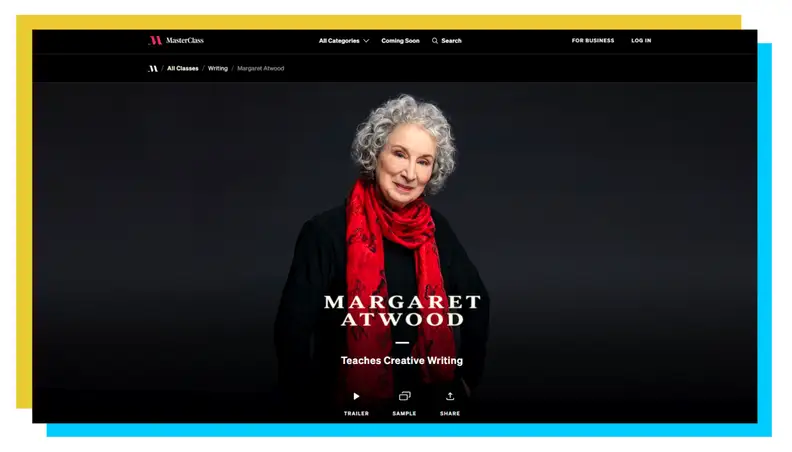 A snapshot of the MasterClass webpage.