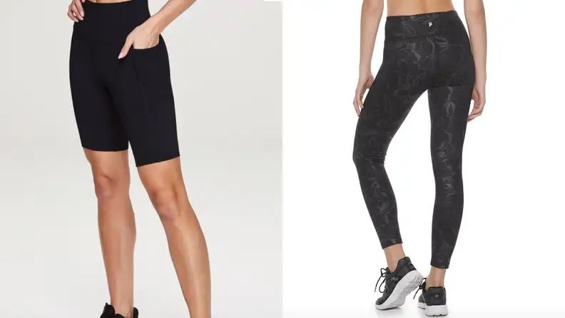 left: bike shorts right: fila leggings