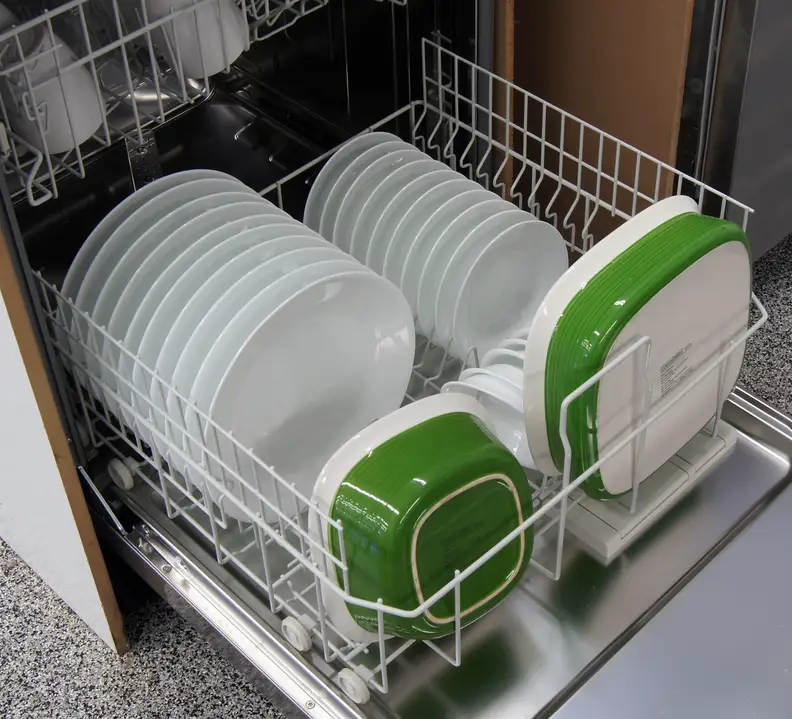 Bottom rack of a Miele dishwasher
