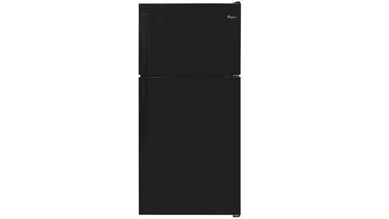 The Whirlpool WRT318FZDB fridge on a white background