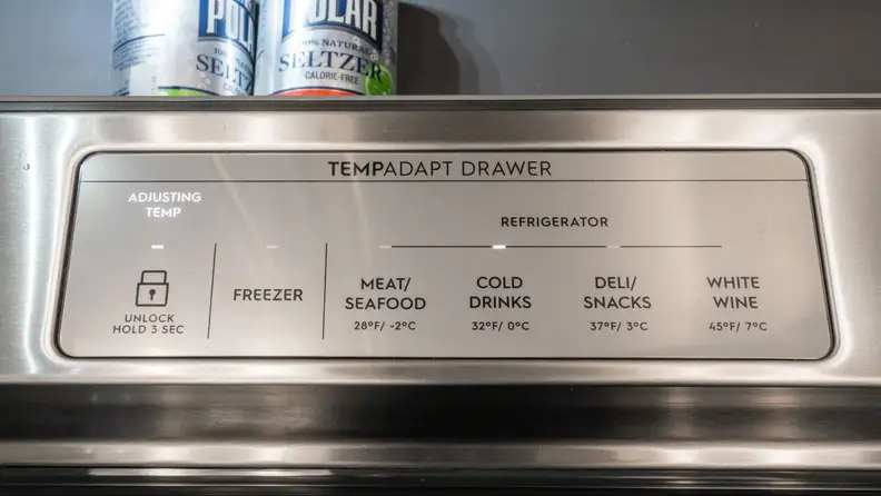 Temperature control panel with all of its settings exclusive to the flex drawer.