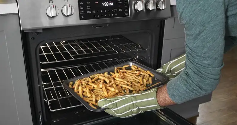 A Frigidaire oven range with air fryer