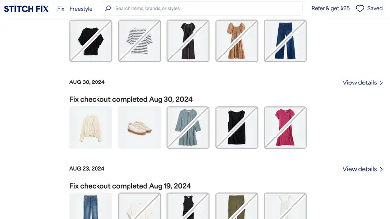 A screenshot from the Stitch Fix website.
