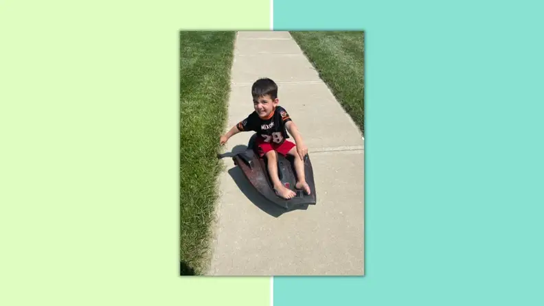 A photo of a young boy riding the Nighthawk.