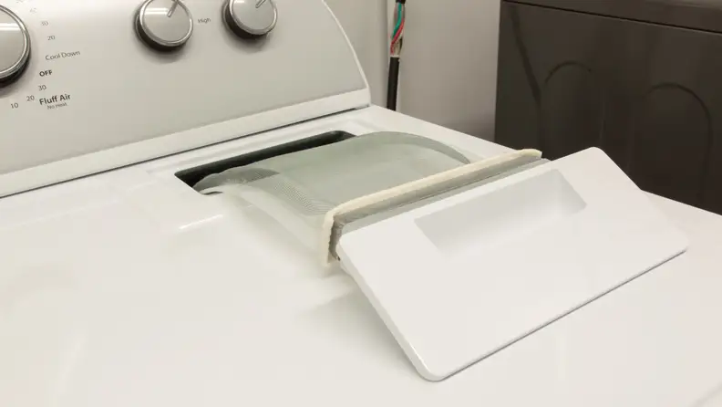 The lint trap is on the top right.