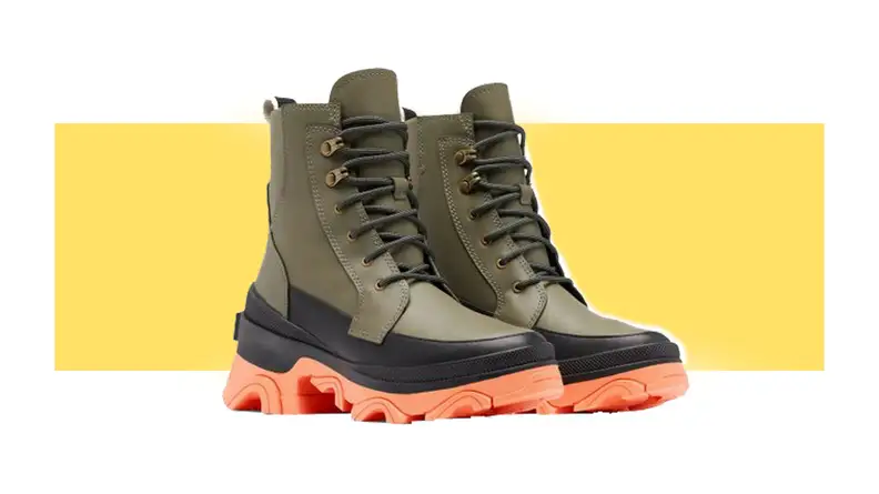 Coral and olive ankle boots