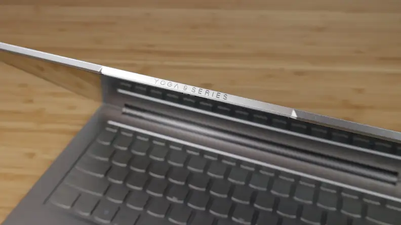 Lenovo Yoga 9i branding viewed from above