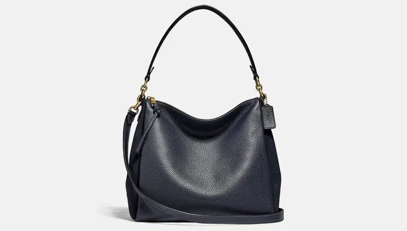 A black leather purse