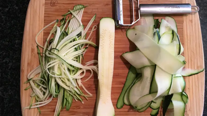 zoodles made with a vegetable peeler