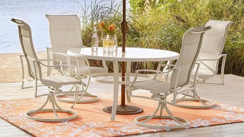 You can outfit this table with a patio umbrella, if needed.