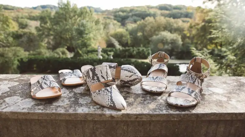Snakeskin shoes.
