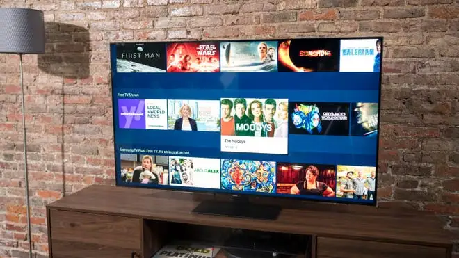TV on a wooden stand