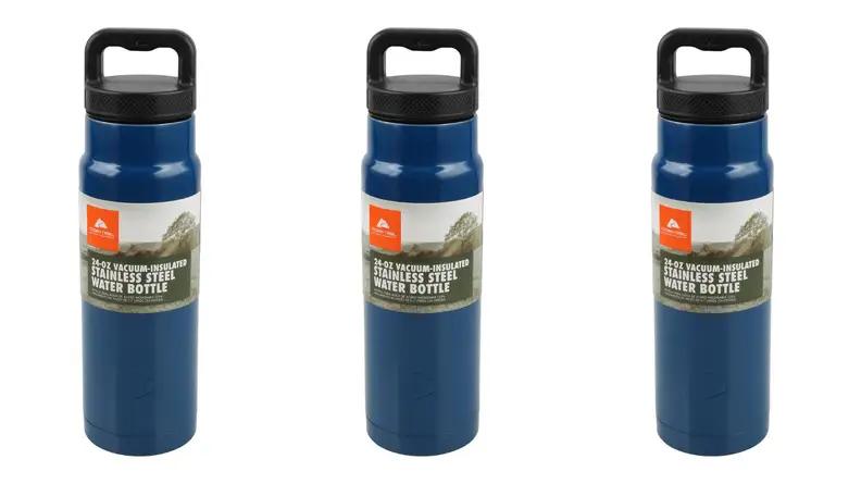 Three blue Ozark Trail water bottles