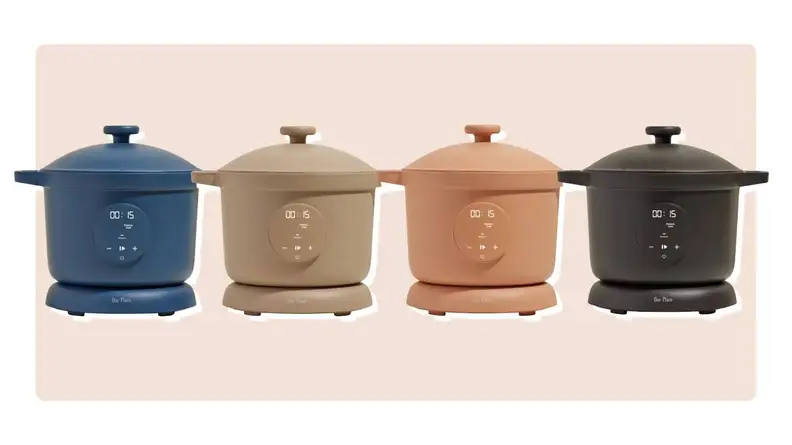 Four Our Place Dream Cookers in colors Blue Salt, Steam, Char and Spice.