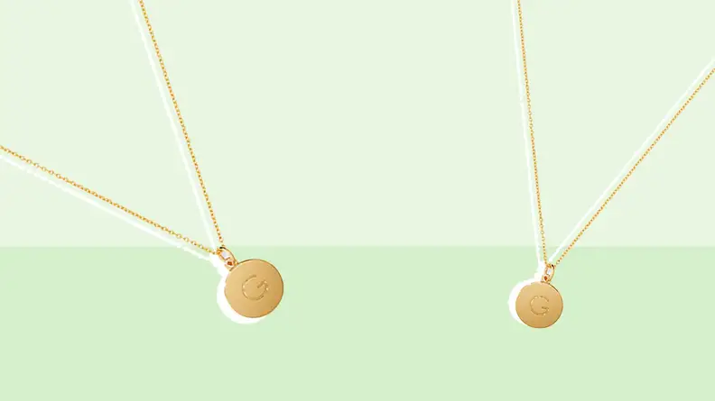 Gold pendant necklaces.