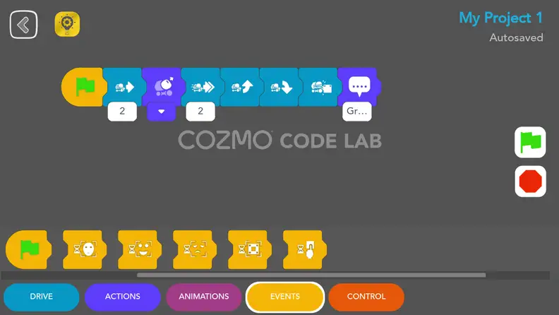Code Lab in the Cozmo app
